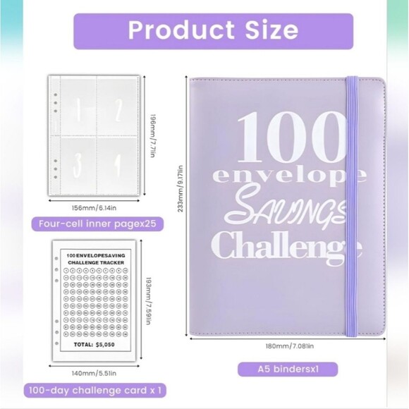 100 Envelopes Money Savings Challenge Binder Budget - Picture 6 of 7